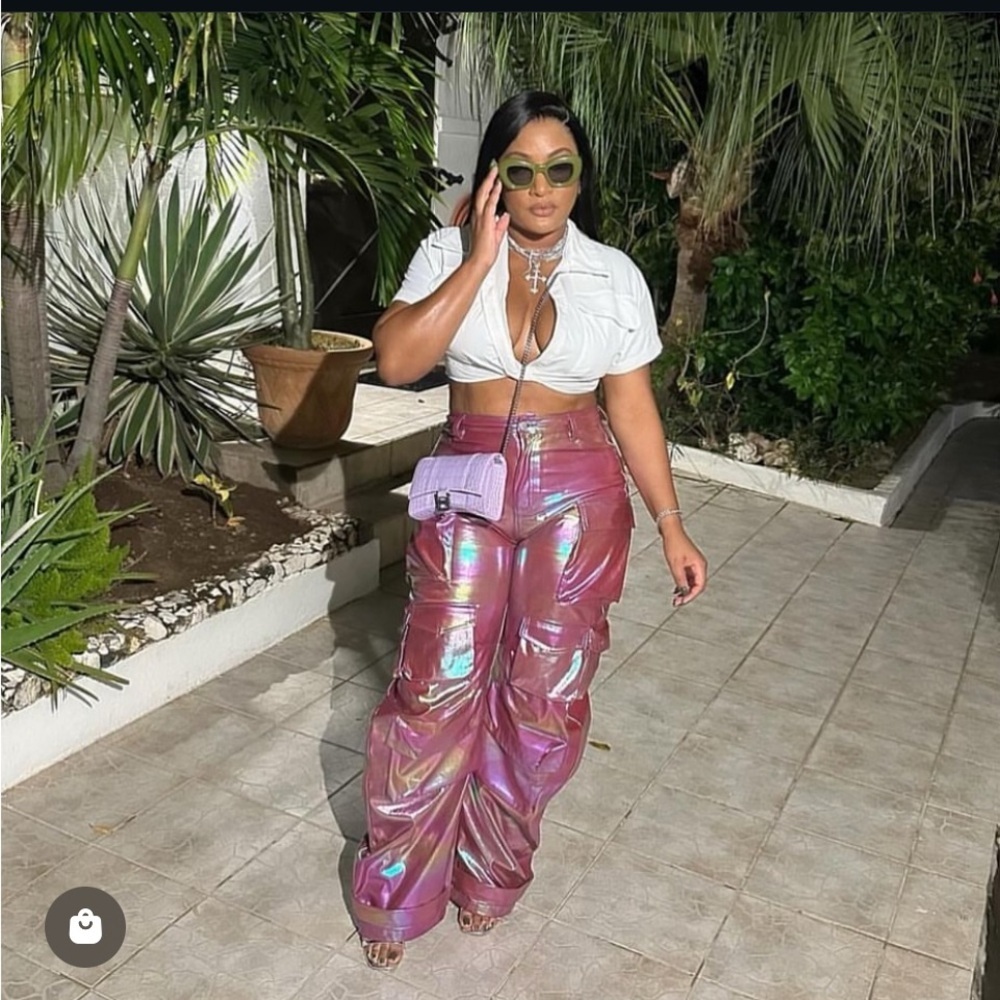 Holographic Pink Cargo Pants - Picture 1 of 1